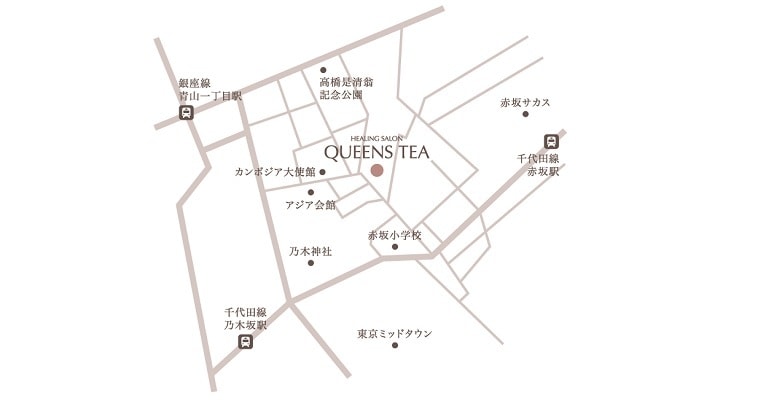 レイキ東京・クイーンズティーへのアクセスマップ